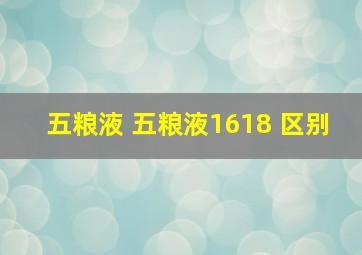 五粮液 五粮液1618 区别